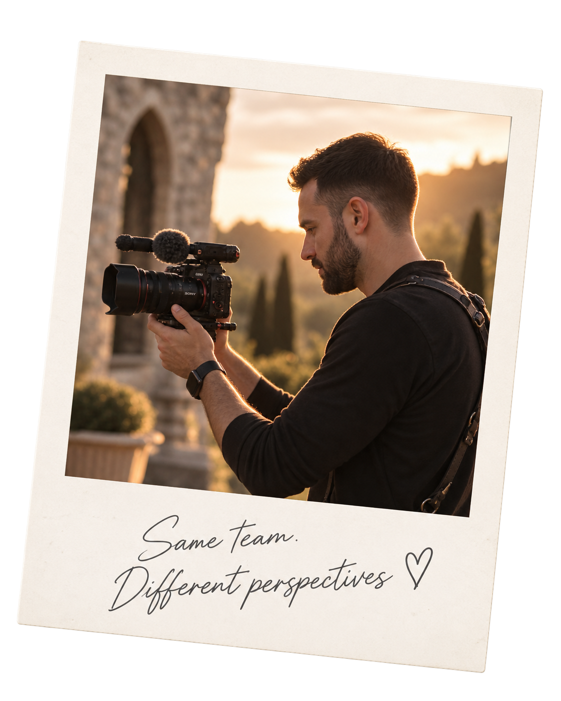Sam filming. Same team, different perspectives.